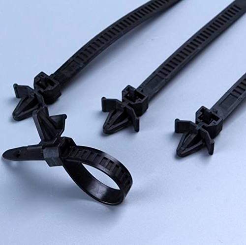 500pcs 3x100mm Push Mount Wire Ties,nylon screw push mount cable tie zip tie band wrap - (Color: black) - Thumbnail 3