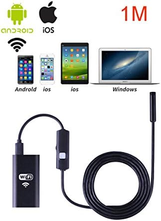 RIIROO Endoscope Wifi Wireless iOS iPhone Android Borescope Endoscope Camera with 2.0 Megapixel Pixels USB Waterproof HD 6LED for iPhone 7/7Plus/6/6s,iPad,Samsung etc(8.0mm,1M)