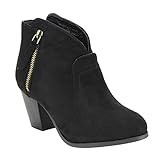 BELLA MARIE AD58 Women's Side Zipper Block Heel Ankle Booties Run 1.5 Size Small
