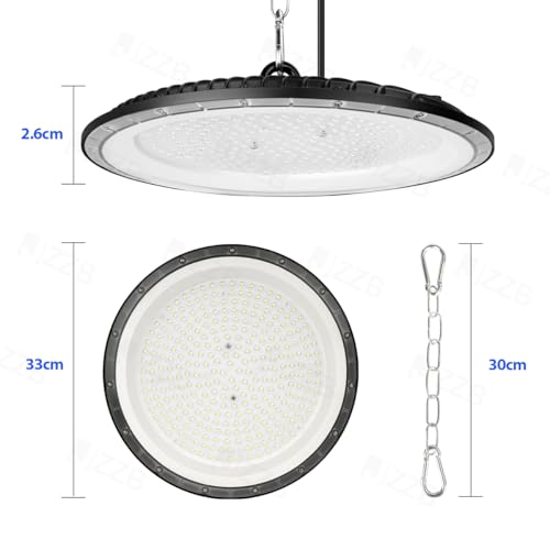 Lámpara LED Industrial UFO de Alta Bahía, 300W, Iluminación Comercial, Lámpara De Techo Jzzb LED 6500k Blanca Plafón