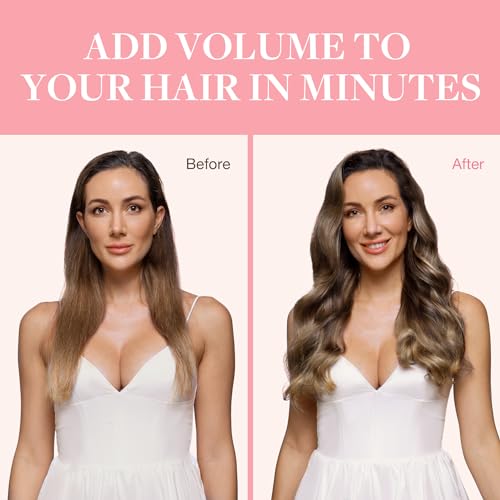 GOO GOO Natural Hair Clip in Extensions, 7pcs 120g 50cm 4/27/4 Chocolate Brown to Caramel Blonde, Natural Hair Extensions