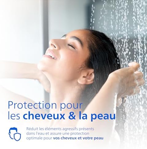 Water Filtre de douche avec 3 cartouches, installation facile, compatible avec les raccords standards, réduit le CHLORE jusqu’à 99%, CHROME, capacité de filtration de 50.000 L