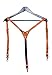 Leather suspenders prime, for men, 3 in 1 clips, snap hooks and buttons / gift box / real leather (Tan)