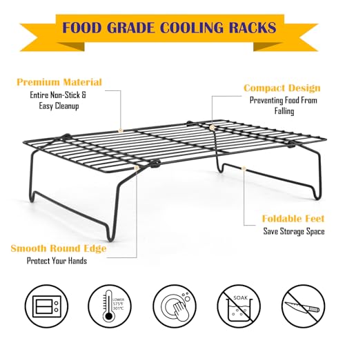 Leonyo 3Tier Cooling Rack, Stainless Steel Cooling Racks for Cooking and Baking, Stackable Wire