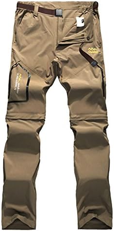 Jeater Men's Lightweight Convertible Outdoor Fast Dry Breathable Trousers Hiking Pants JT818-Khaki8-Medium