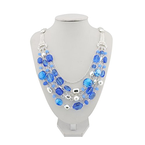 Bocar Newest Multi Layer Chain Crystal Colored Glaze Statement Women Necklace (NK-10061-royalblue) Bocar Newest Multi Layer Chain Crystal Colored Glaze Statement Women Necklace (NK-10061-royalblue)