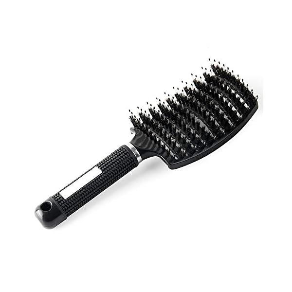 Bargainbuys-Boar-Bristle-Curved-Vent-Brush-and-Detangler-Professional-Styling-Hair-Brush-for-Men-WomenReducing-Hair-Breakage-and-FrizzySuitable-for-All-Hair-TypesUnisex-Black FIXHAIR Natural Boar Bristles Hair Brush for Men,Women,Teenage Girls,Detangling Hairbrush For Extensions,Reduce Breakage…