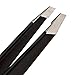 TweezerPro Professional Grade Stainless Steel Slant Tip Tweezers, 2 Pack, Matte Black
