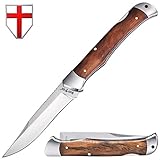 Grand Way Folding Knife - Folding Pocket Knife - EDC Outdoor Large Fold Knives Classic Clip-Point Stainless Steel Blade Wooden Handle - Best Strong Pocket Knife Urban Hiking S 109