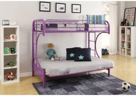 Eshion Eclipse Multi-functional Twin Over Full Futon Bunk Bed, Multiple Colors (Purple)