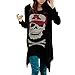 Allegra K Women Skull Cut Out Back Tops Long Sleeve High Low Hem Cool T Shirts