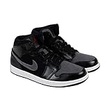 Jordan Mens Air 1 Mid PREM, BLACK/GYM RED-DARK GREY-WHITE, 9.5 M US