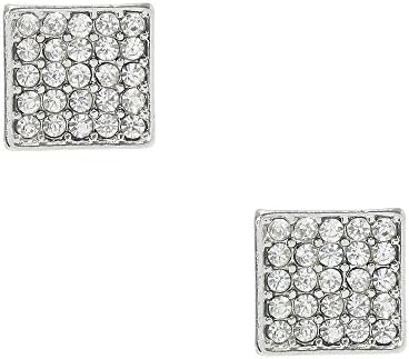 Claire's Accessories Girls Silver-Tone Glass Stone Studded Square Stud Earrings