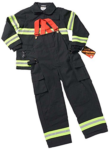 Aeromax Jr. Fire Fighter Bunker Gear, Black, Size 4/6