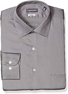 Van HeusenMen's Dress Shirts Regular Fit Lux Sateen Stretch Solid
