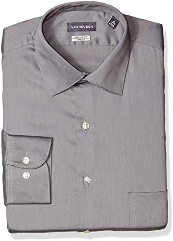 Van HeusenMen's Dress Shirts Regular Fit Lux Sateen Stretch Solid