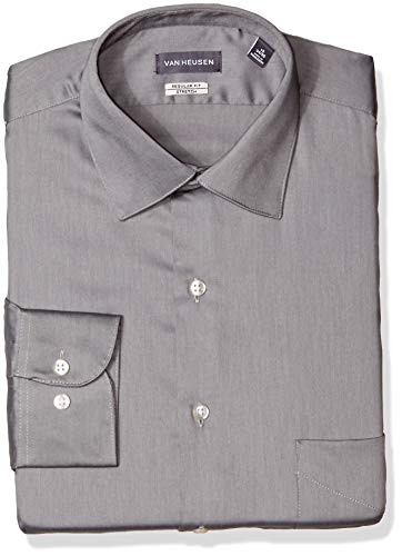 Van HeusenMen's Dress Shirts Regular Fit Lux Sateen Stretch Solid