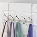 mDesign Decorative Over Door 10 Hook Metal Storage Organizer Rack for Coats, Hoodies, Hats, Scarves, Purses, Leashes, Bath Towels, Robes, Men and Womens Clothing - Brushed Nickel