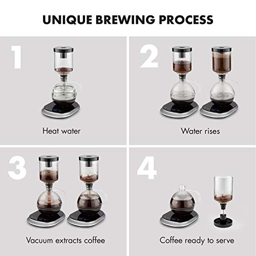 Klarstein Syphon Vacuum Coffee Maker, 360° Base, LCD Display, Touch