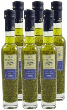 Rosemary Infused Extra Virgin Olive Oil by Mas Portell (Case of 6 - 8.5 Ounce Bottles)
