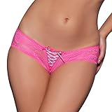 MidLove Women's Sexy Panties Lace Knickers Panty with Bow (X-Large, Pink)