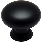 Cosmas 10 Pack 4950FB Flat Black Cabinet Hardware Round Mushroom Knob - 1-1/4" Diameter