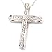 FC JORY White Gold Plated Rhinestone Cross Cubic Zirconia Crystal Pendant Chain Necklace Silver