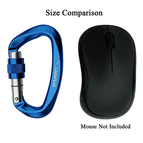 CARAPEAK 25kN Heavy Duty Screwgate Locking Rock Climbing Carabiner Set, 4 Pack Snag-Free D Shaped Screw Lock Carabiner, Strong Aluminum Lockable Clip Blue