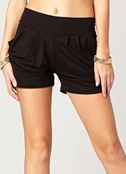 Solid Midnight Black Shorts for Women High Waisted