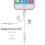 [Upgraded] 2in1 iPhone 7 Adapter / Lightning Adapter, for iphone 7 / 7 plus [iOS 10.3 and above Compatible] Lightning to 3.5mm Aux Headphone Jack Audio & Charger [No Phone Call & Music Control]