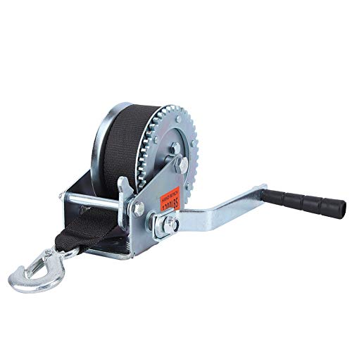 Qiilu 1200lbs Heavy Duty Hand Crank 6m Nylon Strap Hand Winch Fortrucks, Trailers and Other Mobile Applications - Image 2