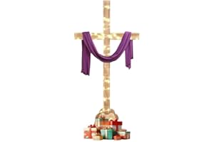 Kuabiz Extra Large Wood Cross 59 Inch Easter Wood Standing Cross Decoration Jesus Christ Catholic Crafted Supplies He Is Risen Outdoor Decor for Home Wedding Communion Churchr (Lighting Not Included)