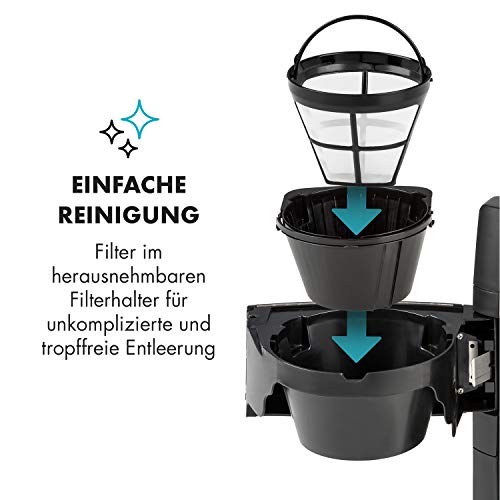 Klarstein 1,25L Kaffeemaschine mit Mahlwerk & Timer, Kaffeemaschine Filtermaschine mit Aktivkohlefilter, 1000W Filter… – Bild 8