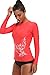 BeautyIn Women's Long Sleeve Rash Guard UPF 50+ Swim Shirt UV Athletic Tops,Red,Large
