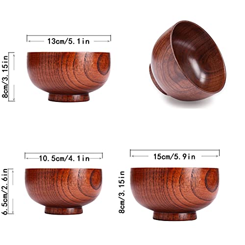 2 st houten kom, handgemaakte ambachten, salade kommen met houten lepels en eetstokjes, voor specerijen, dompel saus… - Image 3