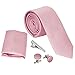 Bundle Monster Mens Skinny Tie Necktie 4pc Set Accessory for Weddings Pink