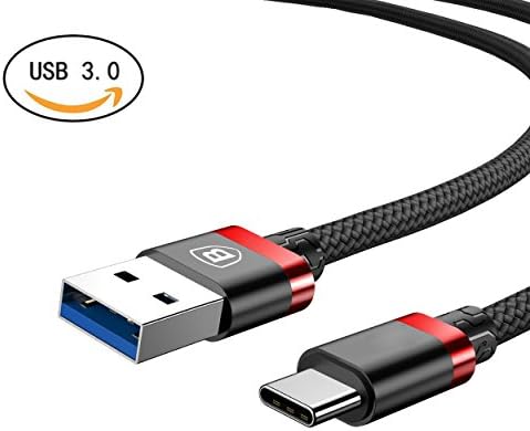 USB Type C Cable,MQOUNY Nylon 3A Fast Charger And Data Transfer Charging Cord USB C Cable (USB 3.0/3.3ft) for Galaxy Note8 S8 S9 S8 S9 Plus, LG G6 G5 V20,,Moto Z2, Google Pixel New Macbook (Red-Black)
