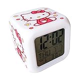 Abovehill hello kitty Digital Alarm Clock,7 colors display, 8 kinds of alarm music With Take time, date, week and two temperature functions