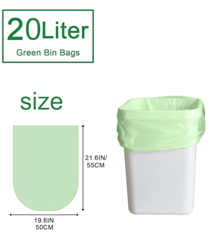 RULDGEE Compostable Food Waste Bags 20l Caddy Liner 100 Counts Green Bin Bags Small Trash Bags for Kitchen
