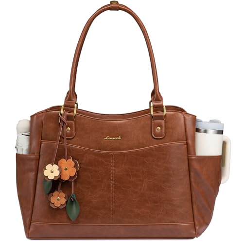 LOVEVOOK Women's Large Waterproof PU Leather Laptop Bag 15.6 Inch Laptop for Work Office School