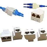 VizGiz 4 Pack RJ45 Splitter Connector Adapter 1 to 2 Female Port Plug 3 Way CAT 5 6 LAN Ethernet 1x2 Coupler Double Socket Network Internet Inline Cat5 Cat5e Cat6 Cat7 Cables Hub for PC Laptop Camera