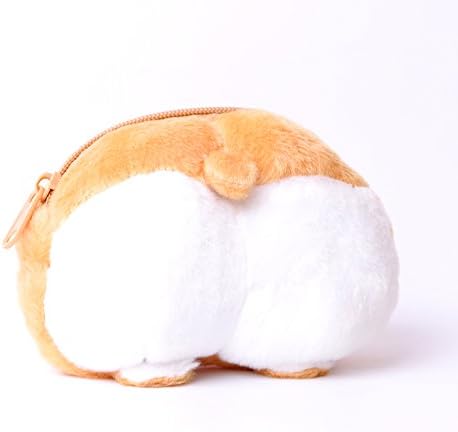 RUTICH Corgi Dog Butt Small Coin Purse, Cute Cartoon Mini Plush Zipper Money Wallet for Kids Girls Women Birthday Gift