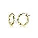 Hoops & Loops - Sterling Silver 15mm Twisted Click Top Hoop Earrings in Yellow Gold Flash Plated