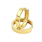 14k Yellow OR White Gold 3mm Thickness Hoop Huggie Earrings (14 x 14 mm)