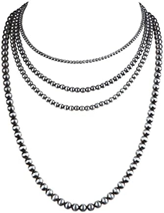 【56cm・silver925】NAVAJO PEARL NECKLACE Amazon.com: Navajo Pearls Necklace • 4mm Beaded Necklace • 925