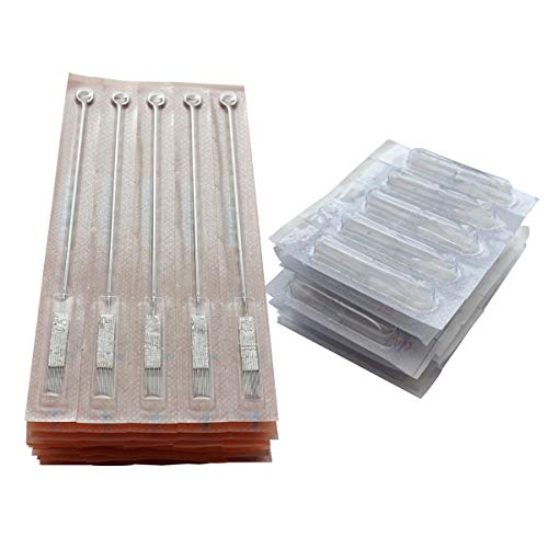 Needlehouse 50pcs Disposable & Sterilized Tattoo Needles 15 Curved Magnum (15RM) and 50pcs Professional Sterile Plastic Disposable Clear Tattoo magnum Tips15F (1215RM)