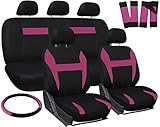 OxGord Car Seat Cover - Pink Black fits Car, Truck, Van, SUV - Full Set