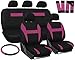OxGord Car Seat Cover - Pink Black fits Car, Truck, Van, SUV - Full Set