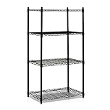 Furinno Wayar Heavy Duty Wire Shelving System, 4-Tier, Black