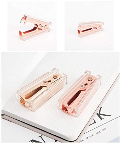 Rose Gold Staples Remover 1 Pack Clear Acrylic Body Steel Jaws Staple Puller Removal Tool for Dress Up Home Office School Desk Accessories Gift (1 Pack, Rose Gold)